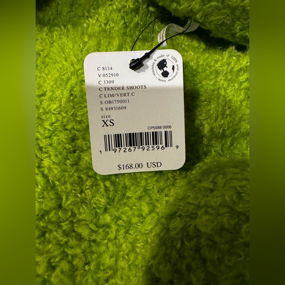 NWT FREE PEOPLE Teddy Tender Shoots Sweater Tunic In Lime/Vert C Sz XS Oversized - Picture 3 of 13